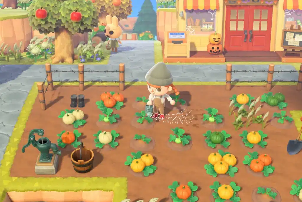 a screenshot of a gameplay of a cozy game: Animal Crossing: New Horizons