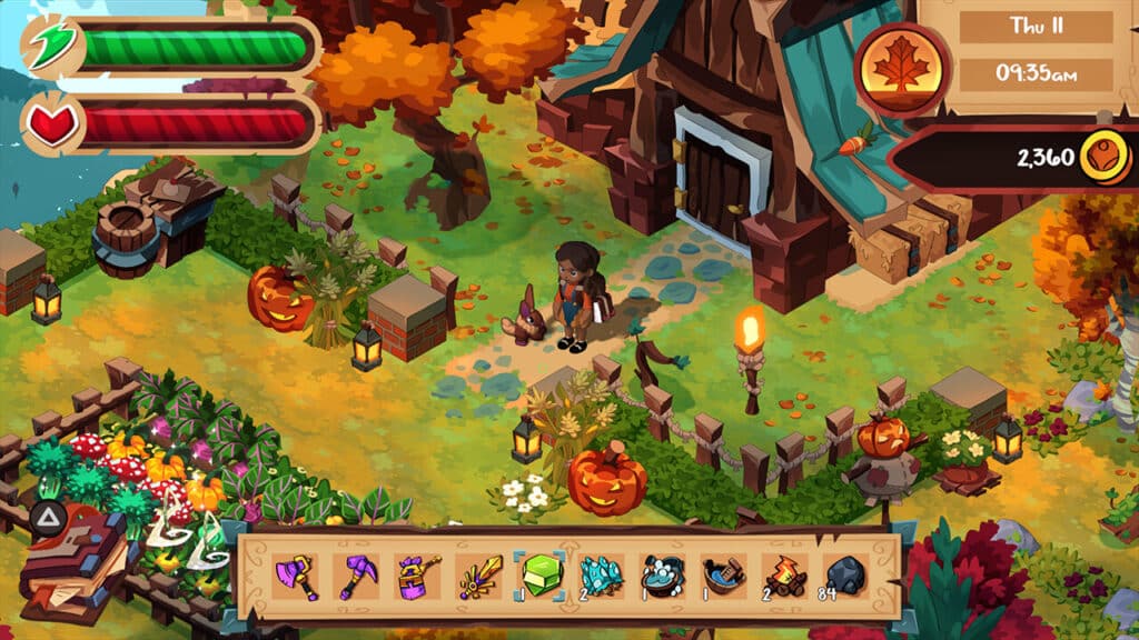 a screenshot of a gameplay of a cozy game: Blue Oak Bridge