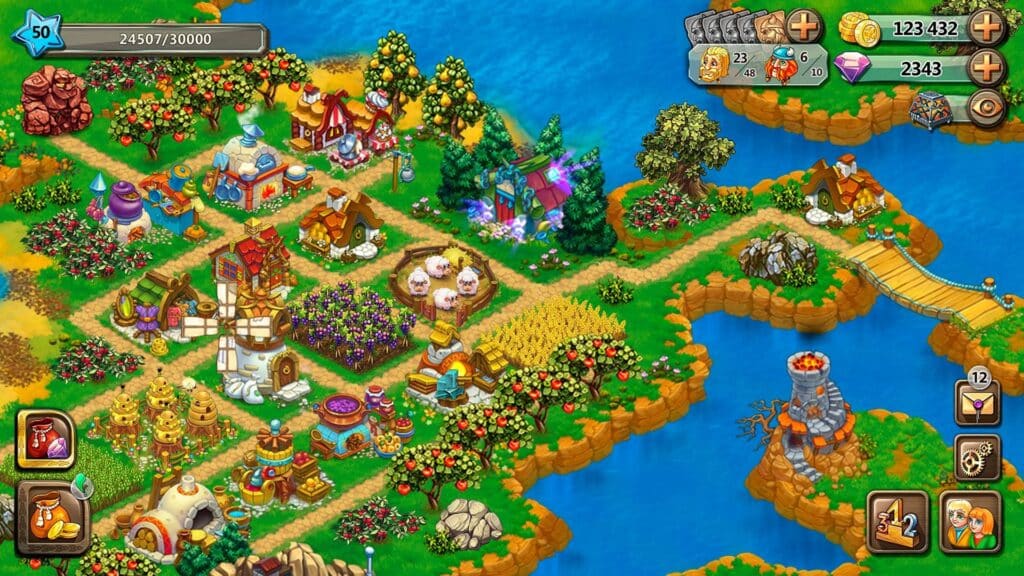 a screenshot of a gameplay of a cozy game: Harvest Land