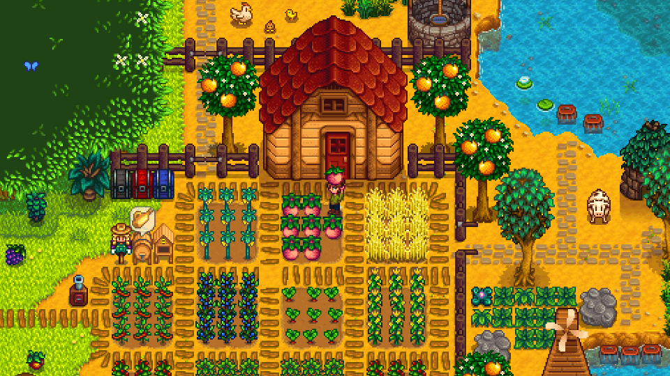 a screenshot of a gameplay of a cozy game: Stardew Valley