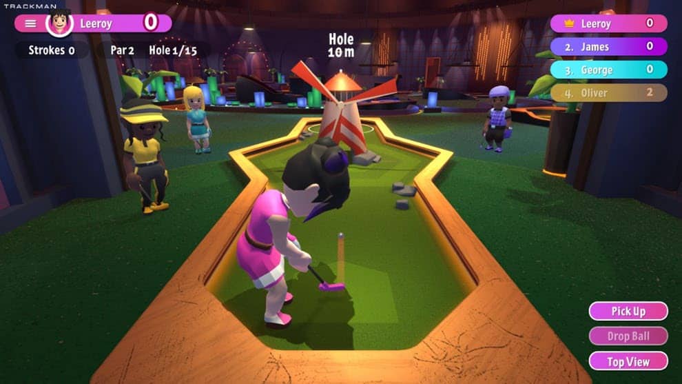 A screenshot of the gameplay of a Discord game named Putt Party.