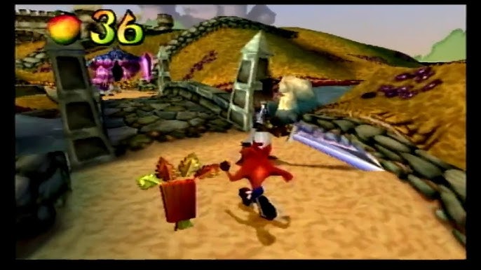 a screenshot of the gameplay of the nostalgic video game: Crash Bandicoot