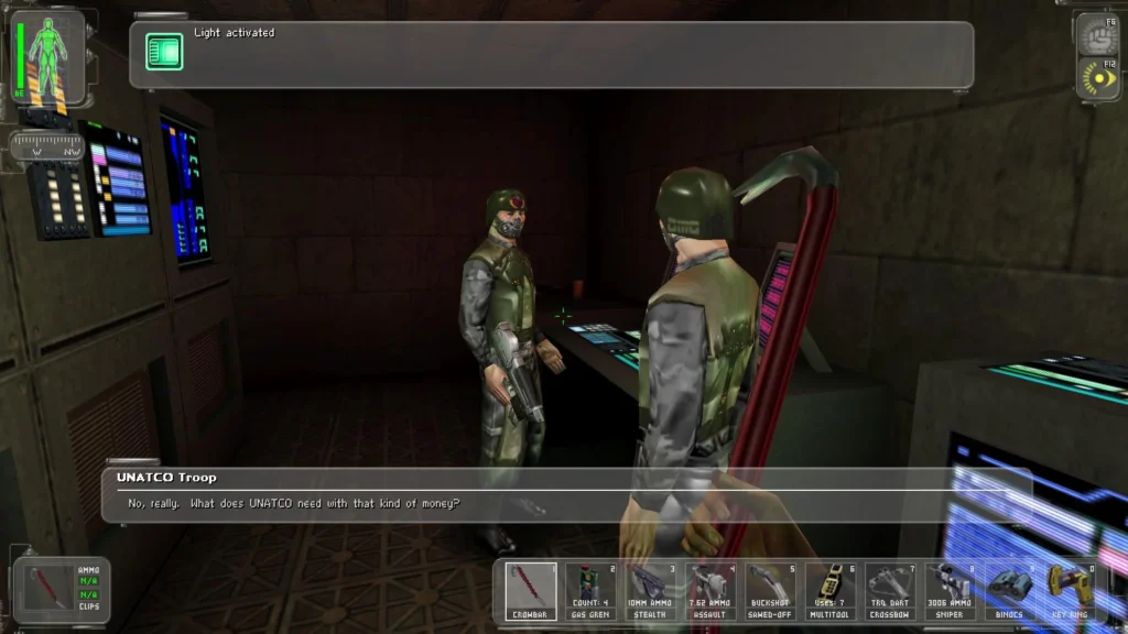 a screenshot of the gameplay of the nostalgic video game: Deus Ex