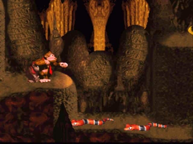 a screenshot of the gameplay of the nostalgic video game: Donkey Kong Country