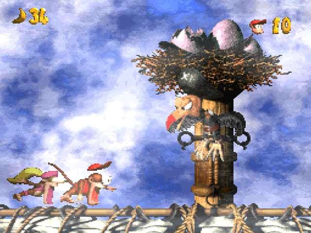 a screenshot of the gameplay of the nostalgic video game: Donkey Kong Country 2: Diddy’s Kong Quest