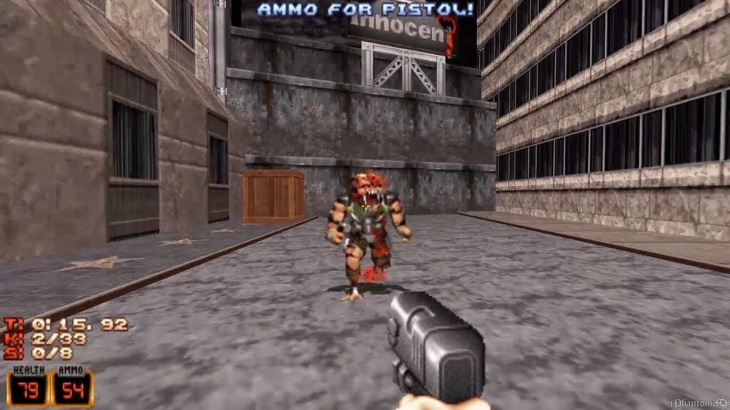 a screenshot of the gameplay of the nostalgic video game: Duke Nukem 3D