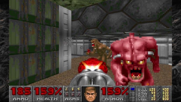 a screenshot of the gameplay of the nostalgic video game: DOOM