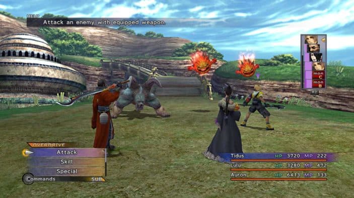 a screenshot of the gameplay of the nostalgic video game: Final Fantasy X