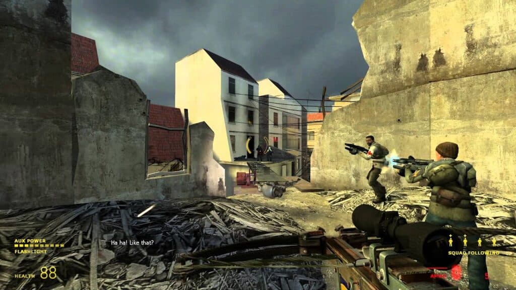 a screenshot of the gameplay of the nostalgic video game: Half-Life 2