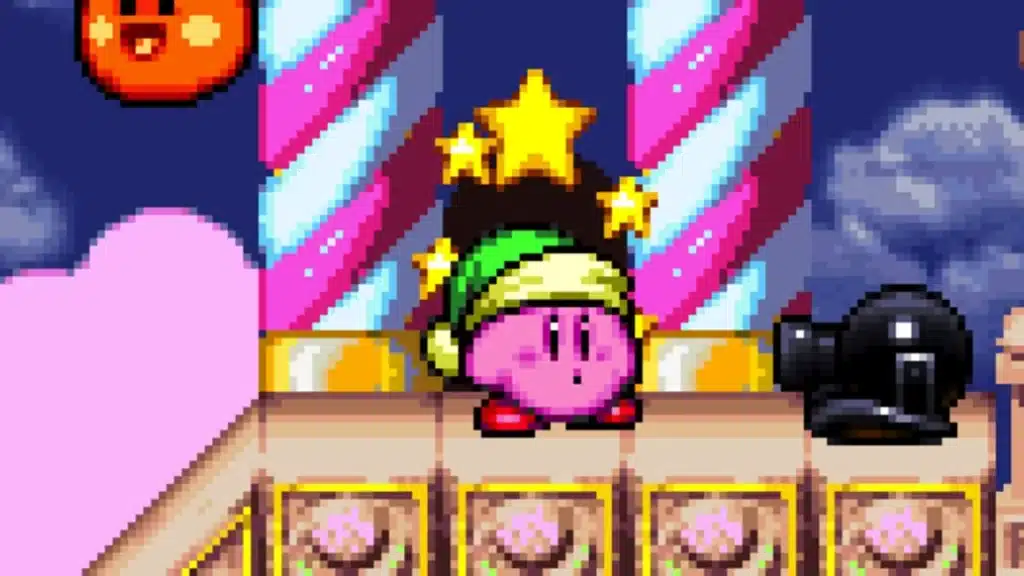 a screenshot of the gameplay of the nostalgic video game: Kirby Super Star