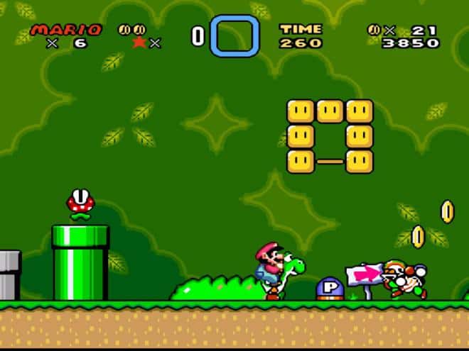 a screenshot of the gameplay of the nostalgic video game: Super Mario World