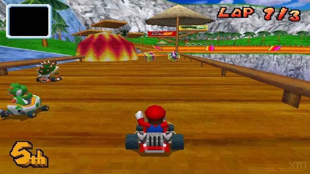 a screenshot of the gameplay of the nostalgic video game: Mario Kart DS