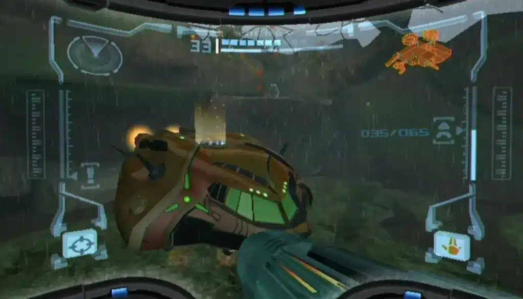 a screenshot of the gameplay of the nostalgic video game: Metroid Prime