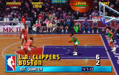 a screenshot of the gameplay of the nostalgic video game: NBA Jam