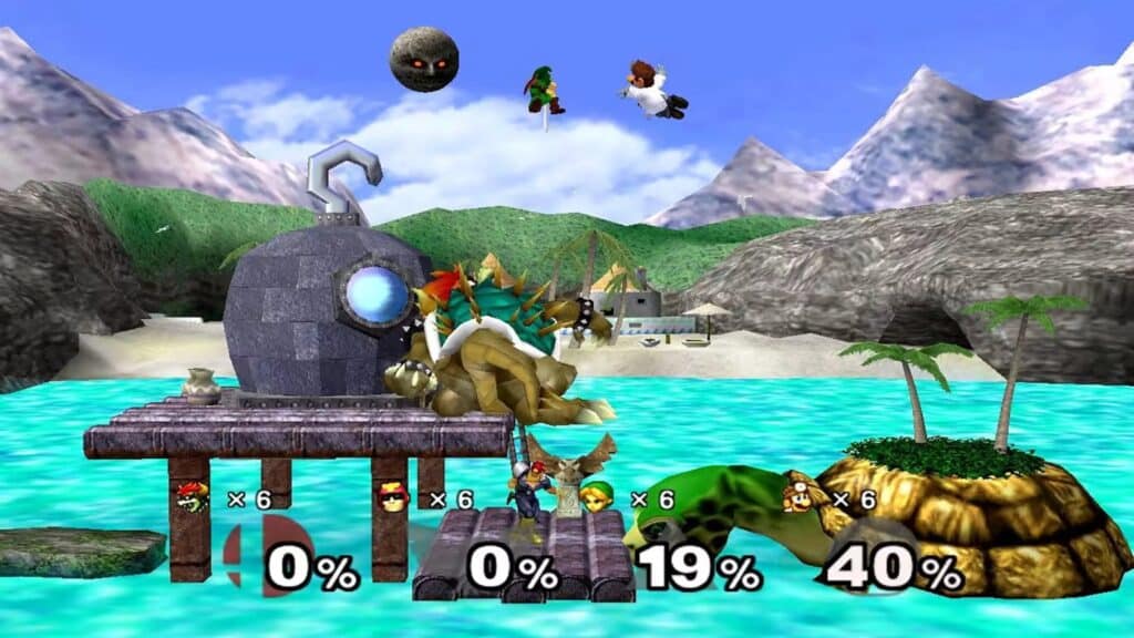 a screenshot of the gameplay of the nostalgic video game: Super Smash Bros. Melee