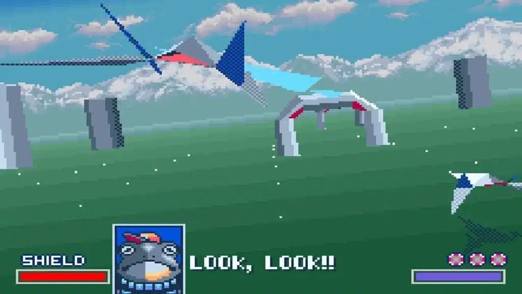 a screenshot of the gameplay of the nostalgic video game: Star Fox