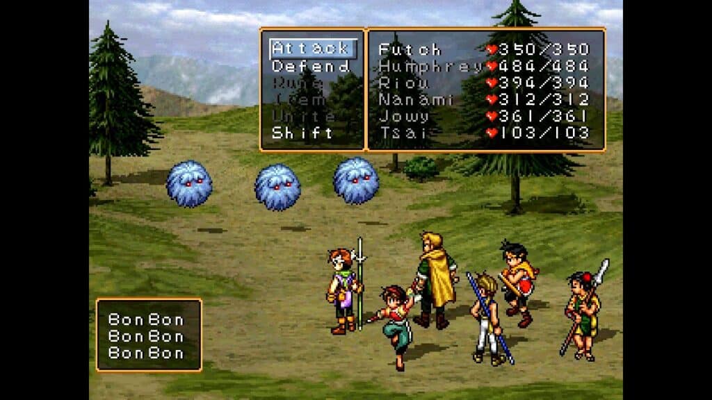 a screenshot of the gameplay of the nostalgic video game: Suikoden II