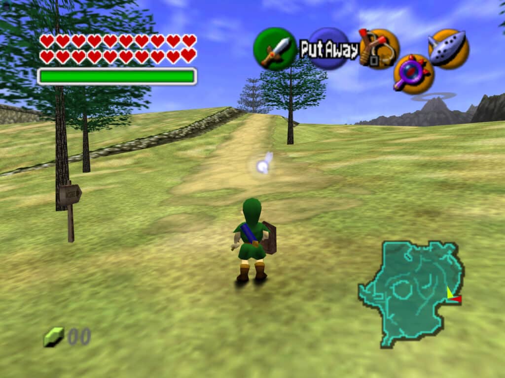 a screenshot of the gameplay of the nostalgic video game: The Legend of Zelda: Ocarina of Time