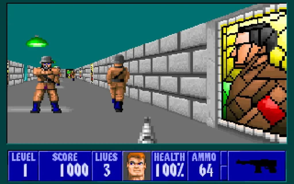 a screenshot of the gameplay of the nostalgic video game: Wolfenstein 3D