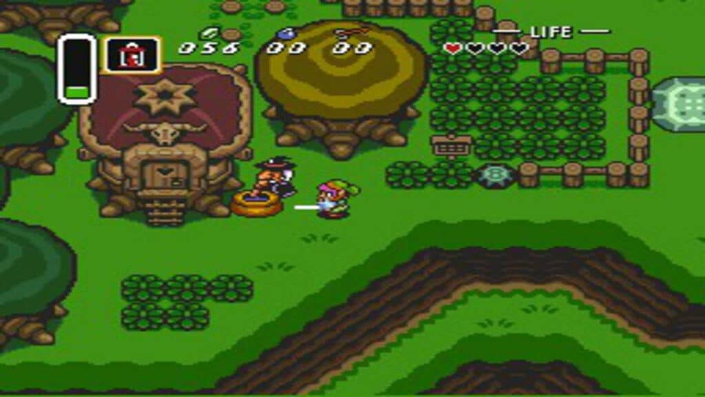 An image of a pixel art game: The Legend of Zelda: A Link to the Past