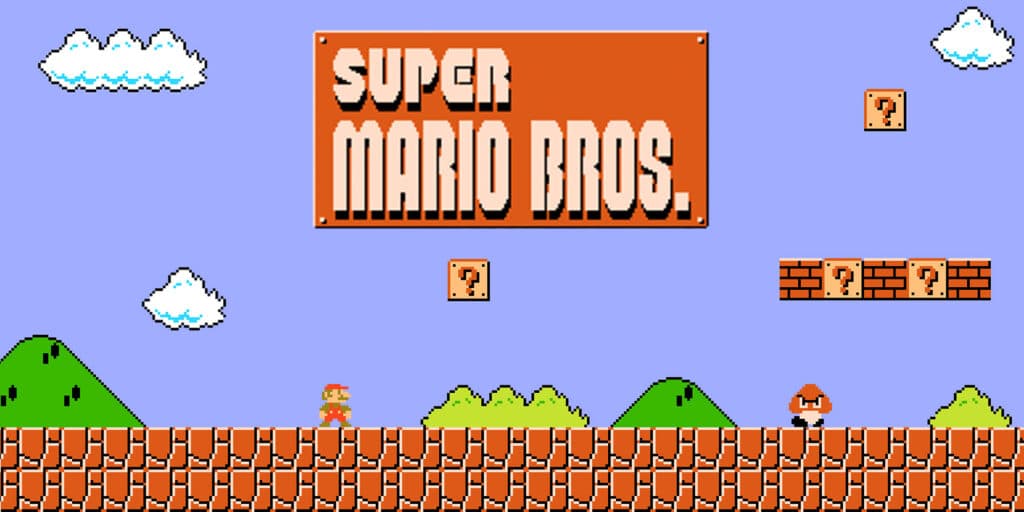 An image of a pixel art game: Super Mario Bros.