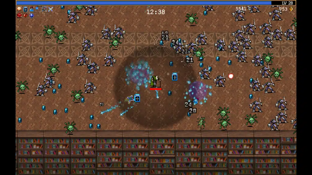 An image of a pixel art game: Vampire Survivors