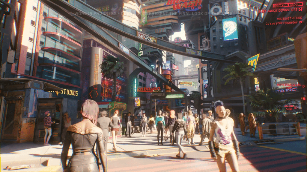A screenshot of the gameplay of an RPG with the best character progression: Cyberpunk 2077