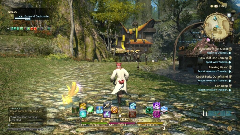A screenshot of the gameplay of an RPG with the best character progression: Final Fantasy XIV