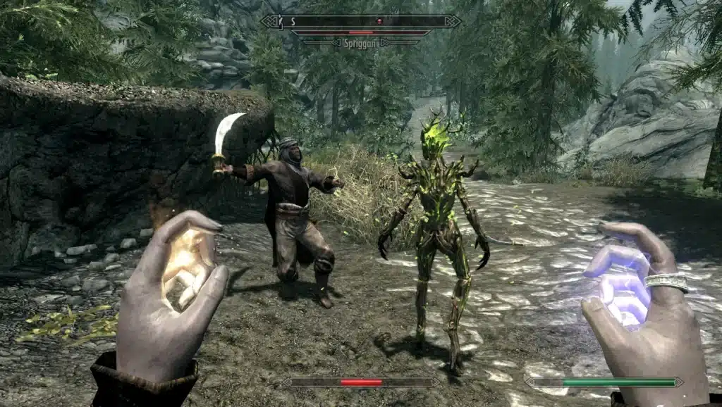 A screenshot of the gameplay of an RPG with the best character progression: The Elder Scrolls V: Skyrim