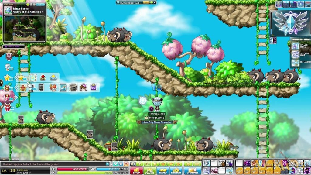 a screenshot of the gameplay of one of the top MMORPGs: MapleStory