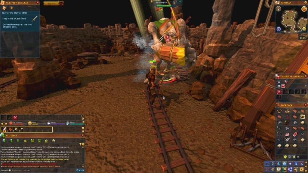 a screenshot of the gameplay of one of the top MMORPGs: RuneScape 3