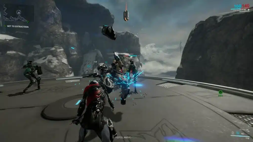 a screenshot of the gameplay of one of the top MMORPGs: Warframe