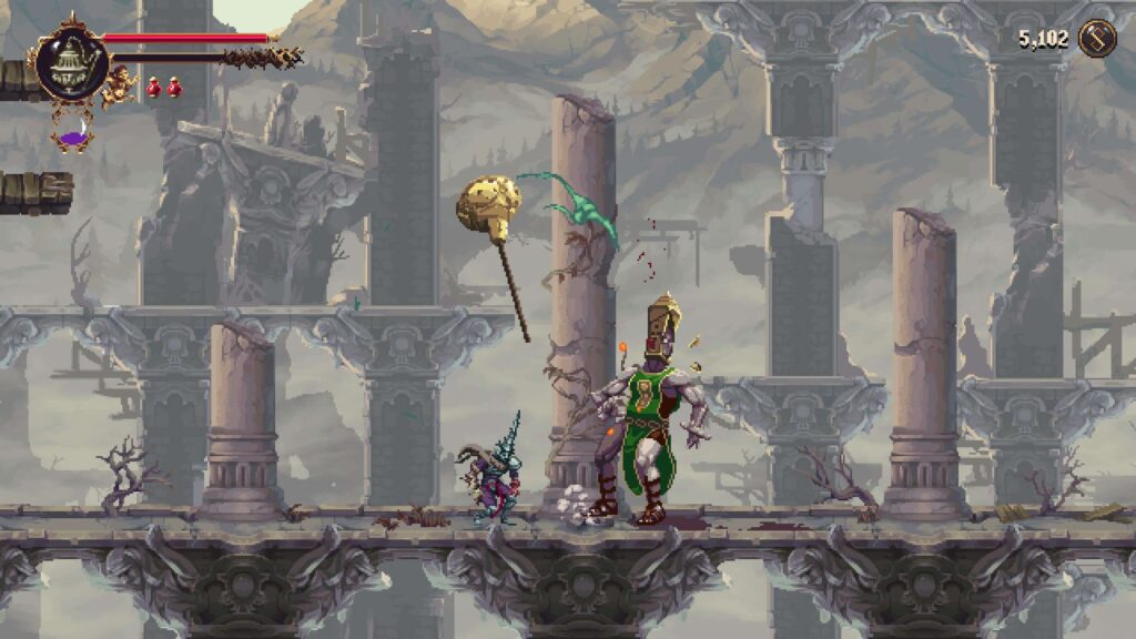 A screenshot of the gameplay of one of the top pixel art games: Blasphemous