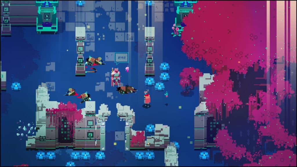 A screenshot of the gameplay of one of the top pixel art games: Hyper Light Drifter