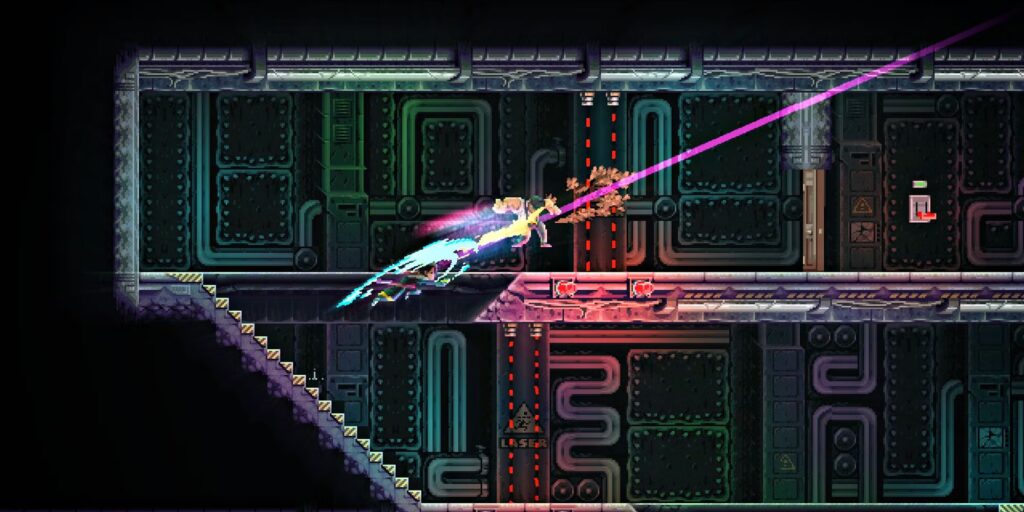 A screenshot of the gameplay of one of the top pixel art games: Katana ZERO