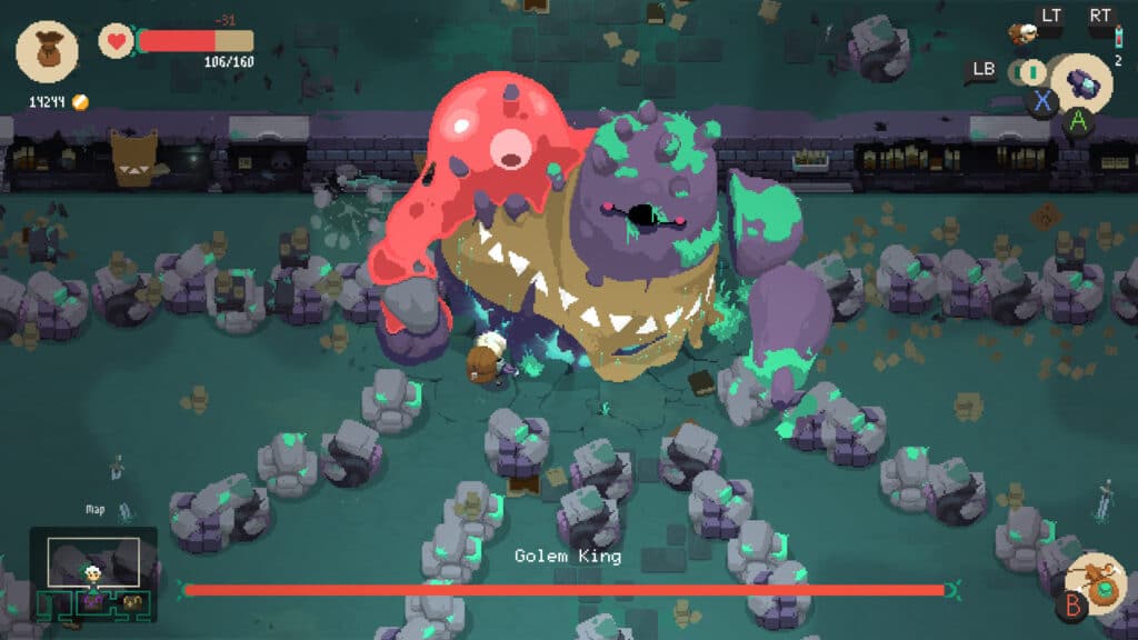 A screenshot of the gameplay of one of the top pixel art games: Moonlighter
