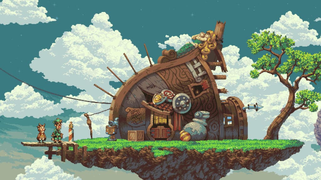 A screenshot of the gameplay: Owlboy