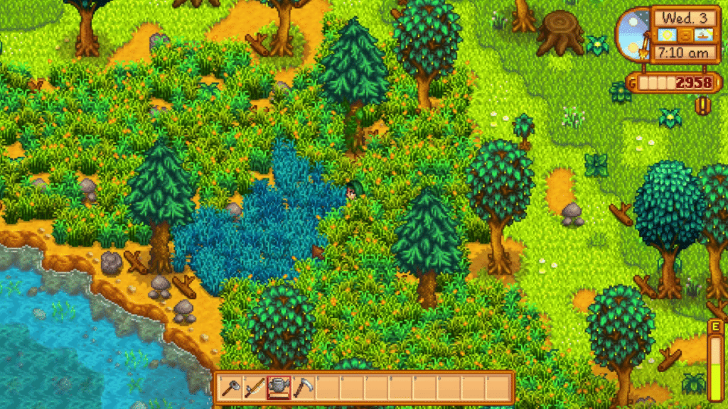 A screenshot of the gameplay of one of the top pixel art games: Stardew Valley