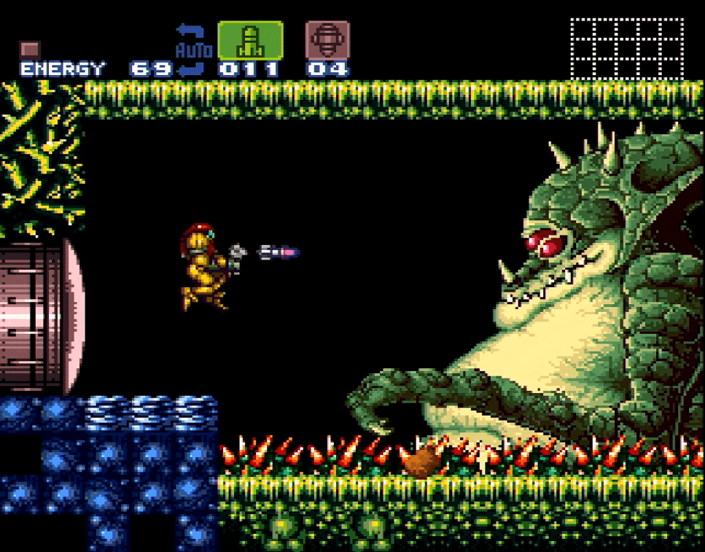 A screenshot of the gameplay: Super Metroid